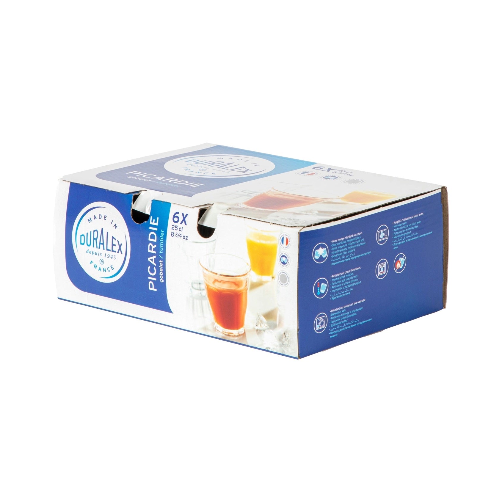 Box Set of 6 Duralex Picardie 250ml Tumblers - La Maison Baude
