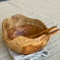 Olive wood salad bowl with serving spoons