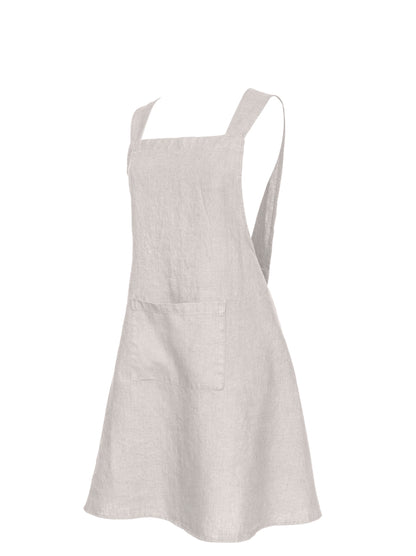 Cross back linen apron in natural