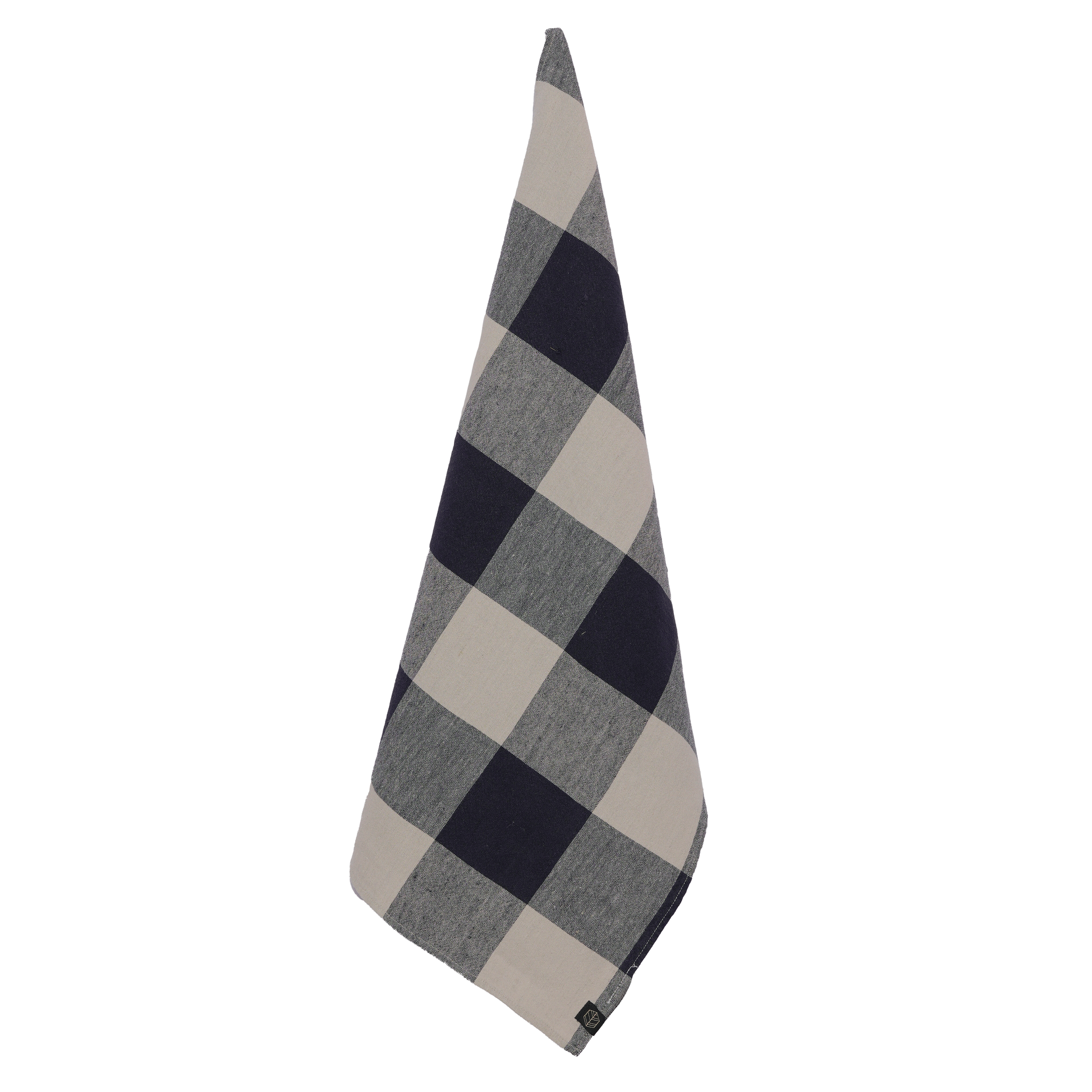 Navy Checkered Linen Kitchen Towel_LaMaisonBaude