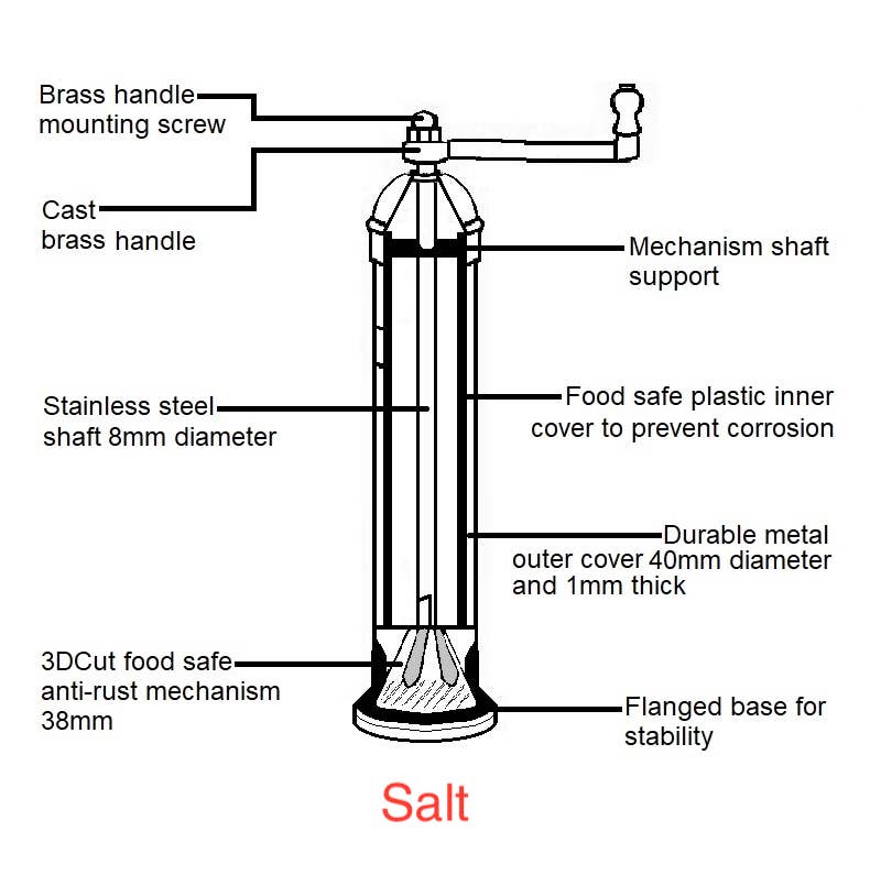 Brass 8" Salt Grinder