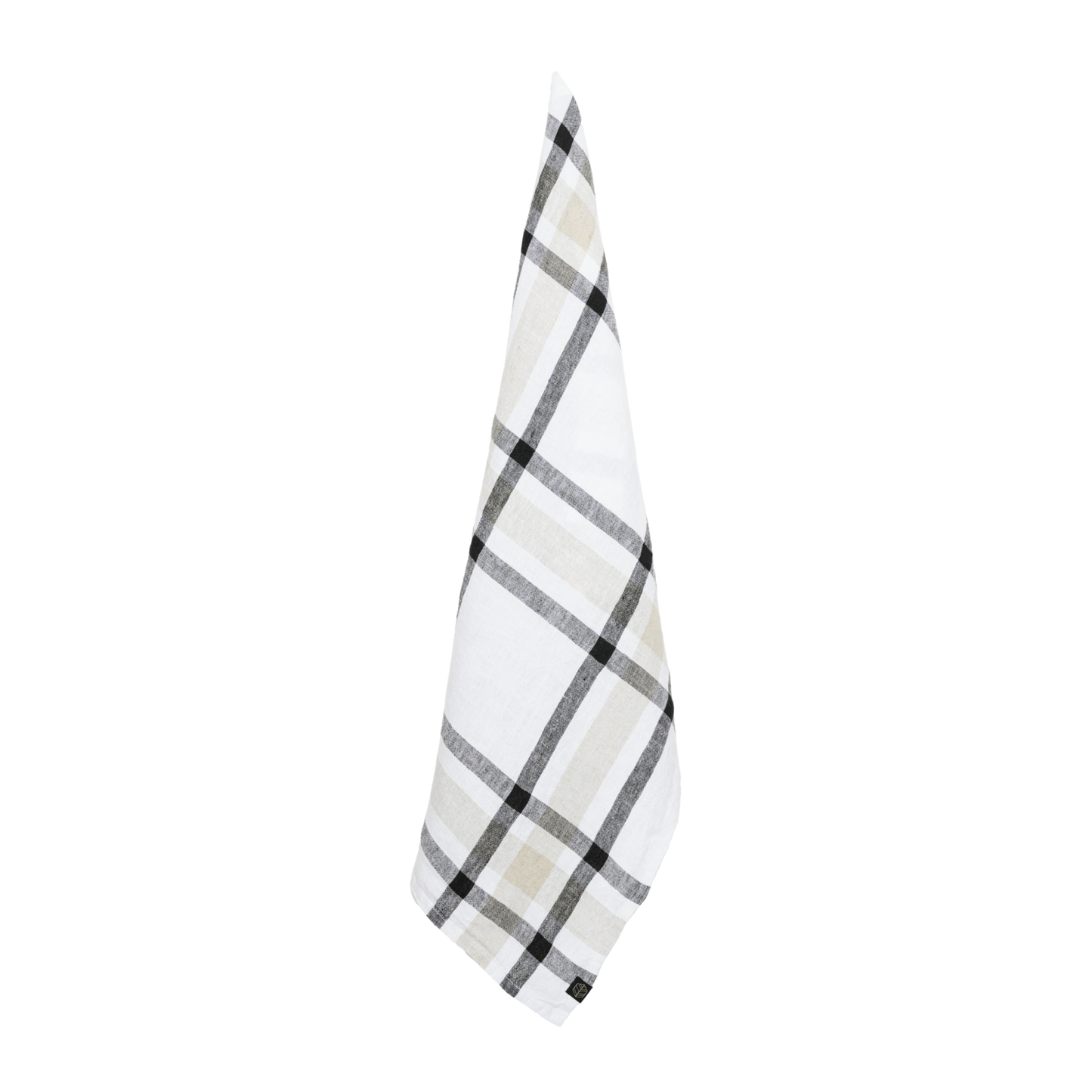 Black and Beige check patterned linen kitchen towel_LaMaisonBaude