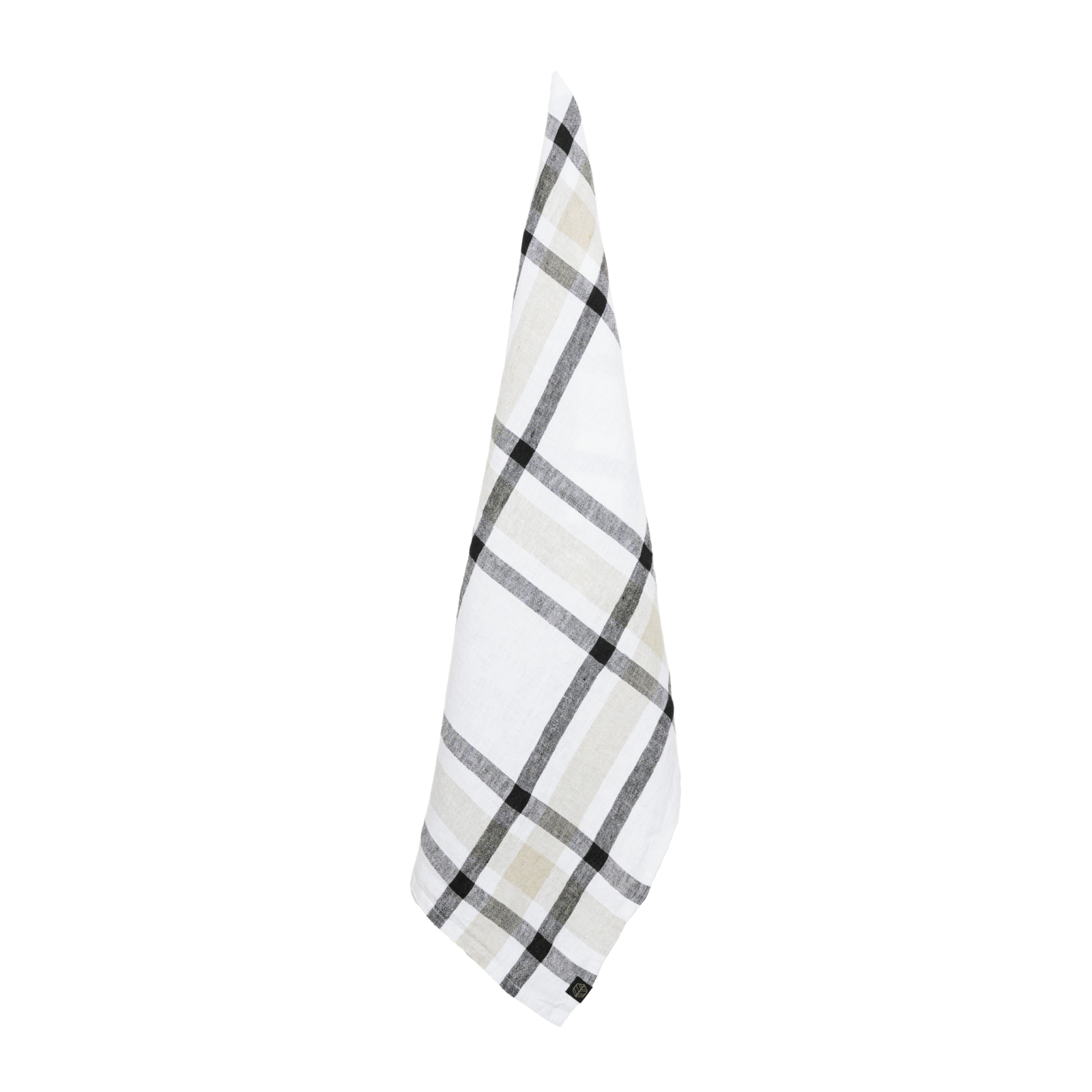Black and Beige check patterned linen kitchen towel_LaMaisonBaude